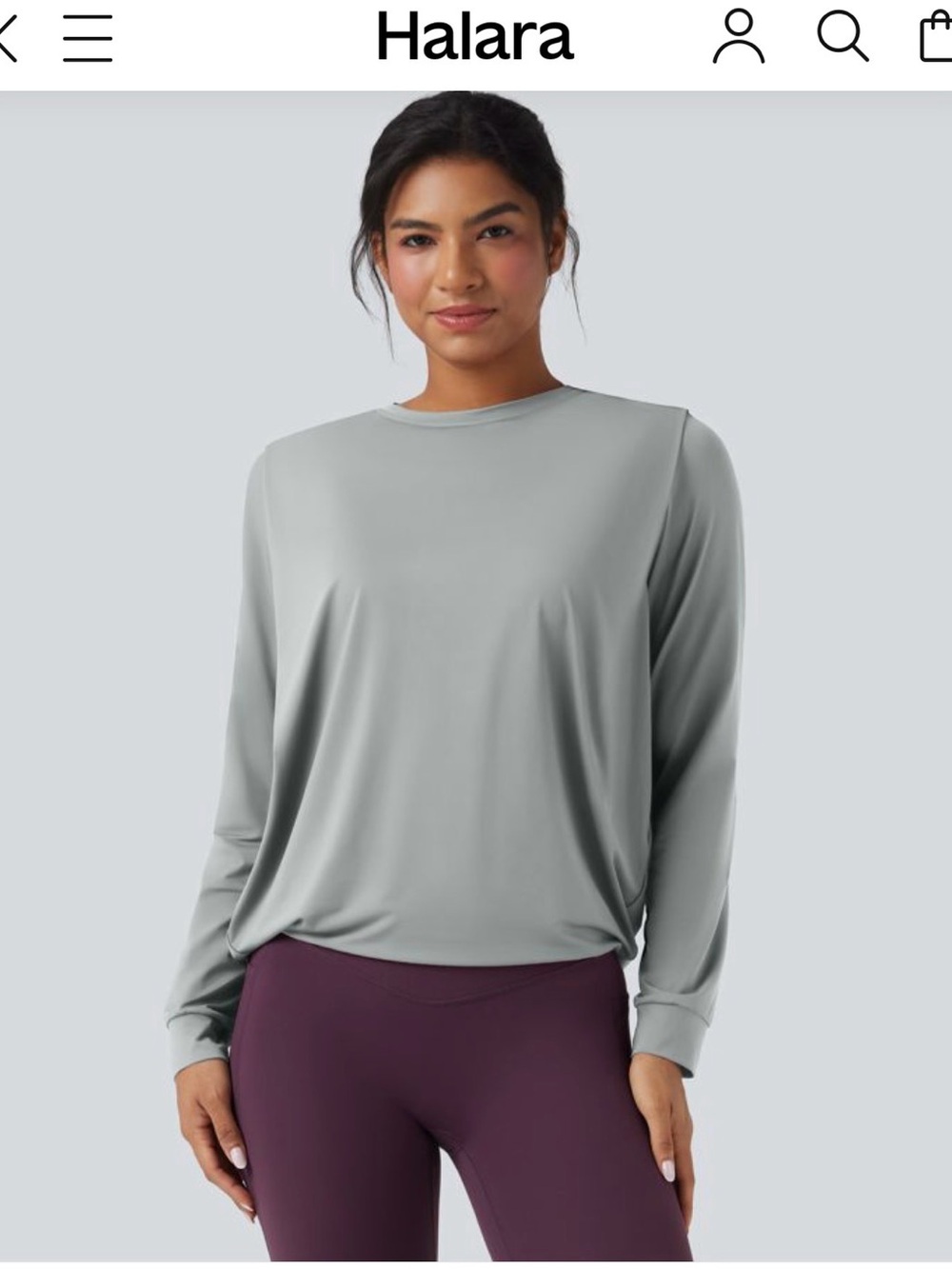 HALARA Light Gray Long-Sleeve Crewneck Top